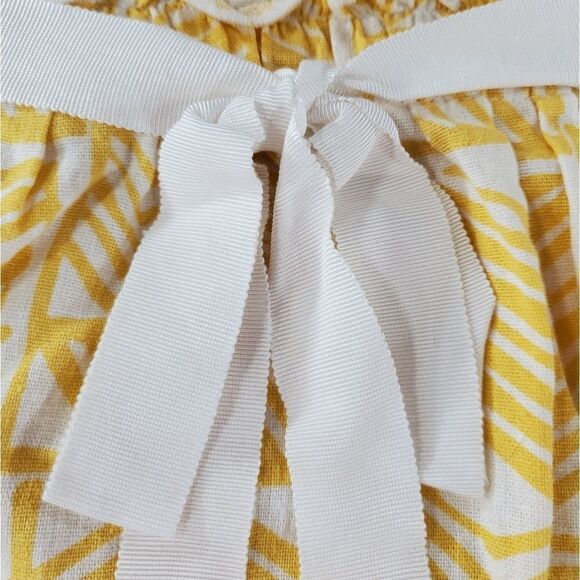 🔸️Love 21 Forever 21 Yellow & White Linen Skirt w/Pockets Medium - Picture 5 of 10
